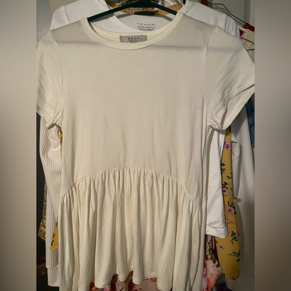 Tahari Ivory Peplum Blouse